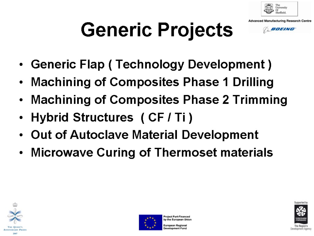 Generic Projects Generic Flap ( Technology Development ) Machining of Composites Phase 1 Drilling